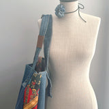 Denim Patchwork Tote Vintage Red Patchwork