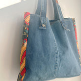 Denim Patchwork Tote Vintage Red Patchwork