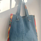 Denim Patchwork Tote Vintage Red Patchwork