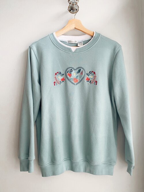 Blue Embroidered Crewneck Sweatshirt