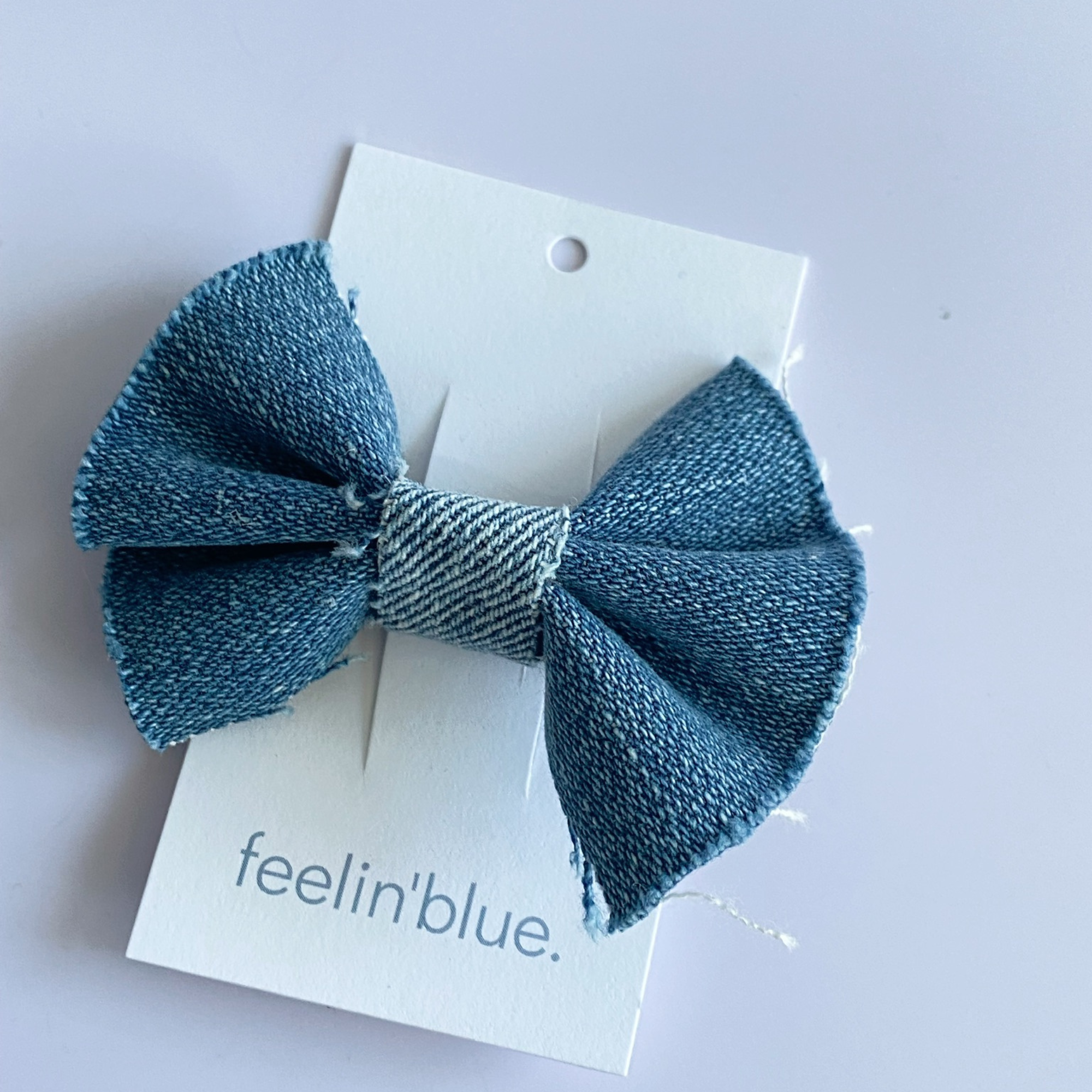 4 Light Denim Blue Hair Bow Clip Cotton Fabric Hair