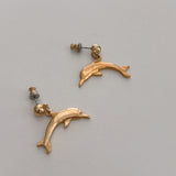 Gold Dolphin Dangling Earrings