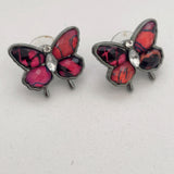 Magenta & Black Butterfly Stud Earrings