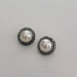 Pearl Black Framed Stud Earrings
