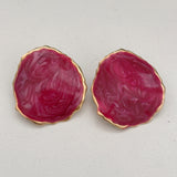Magenta Marble Stud Earrings