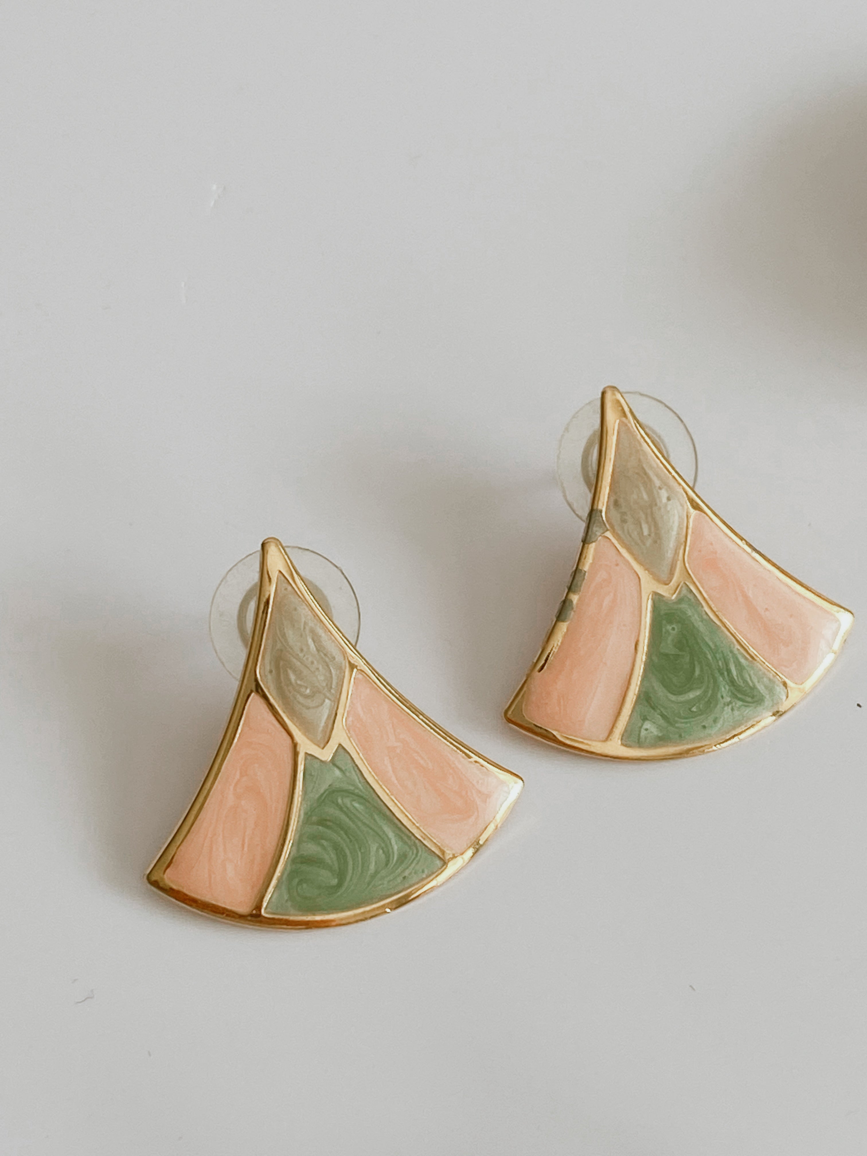 Vintage Pink Green Marble Earrings – feelin'blue.