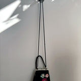 Black Velvet Sequin Flower Crossbody Purse
