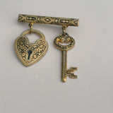 Gold Key + Locket Pin