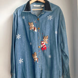 Reindeer Denim Button Up