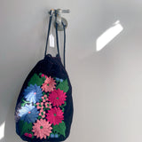 Velvet Embroidered Flower Sac Bag