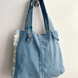 Denim Blue Toile Patchwork Tote