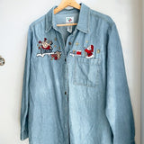 Christmas Denim Button Up