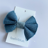 Denim Bow Hair Clips