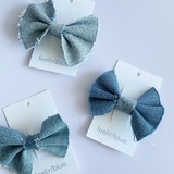 Denim Bow Hair Clips