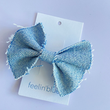 Denim Bow Hair Clips